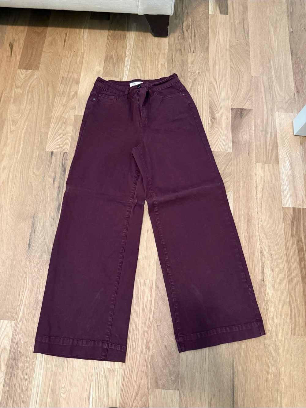 Oat New York Wide Leg Jeans in Deep Burgundy 26” waist 27” L